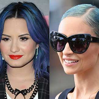 Nicole Richie and Demi Lovato with blue hair