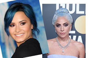 Demi Lovato and Lady Gage with Blue Hair 